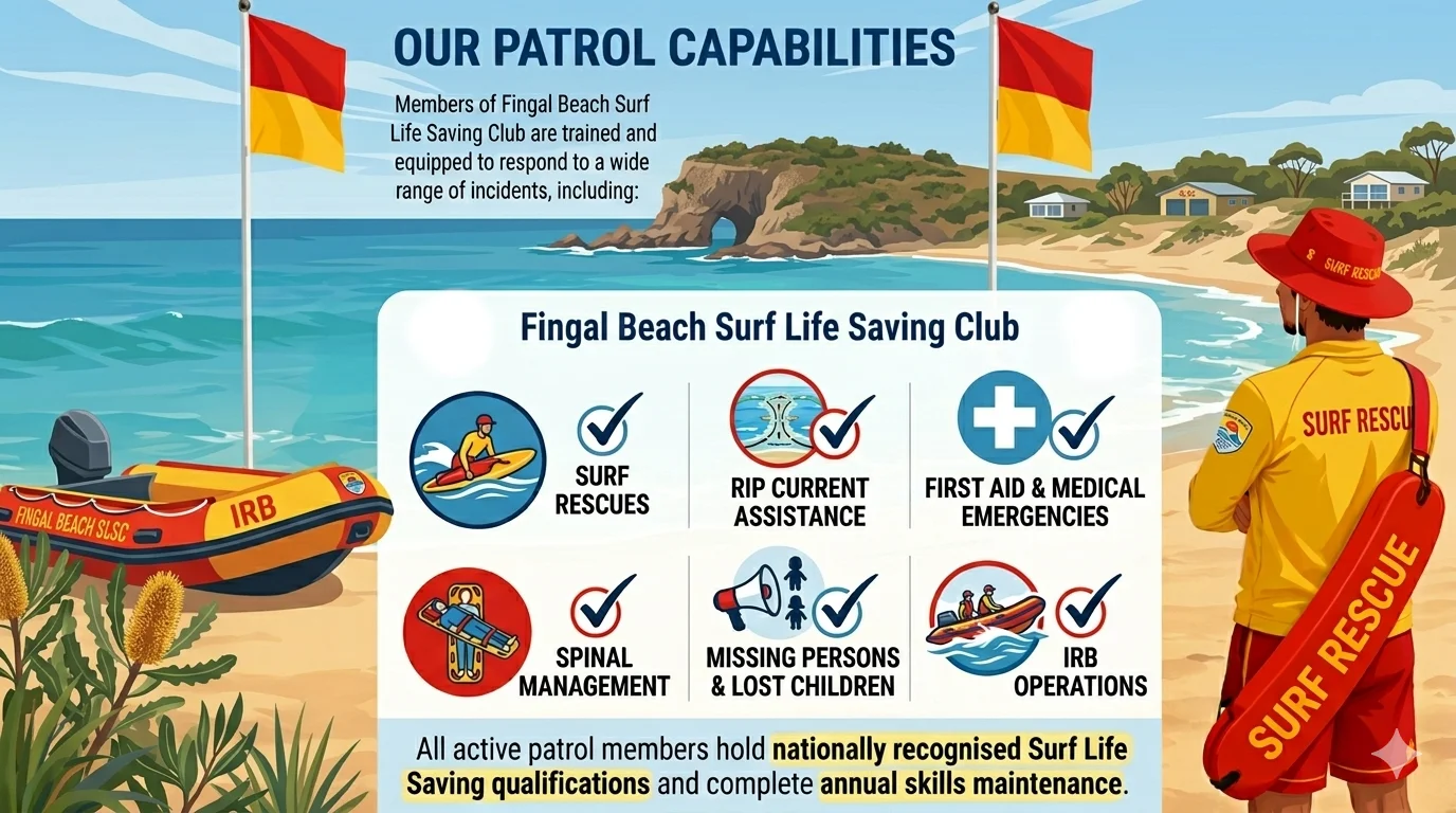 Patrol capabilities - IRB (Inflatable Rescue Boat) and rescue equipment ready for action